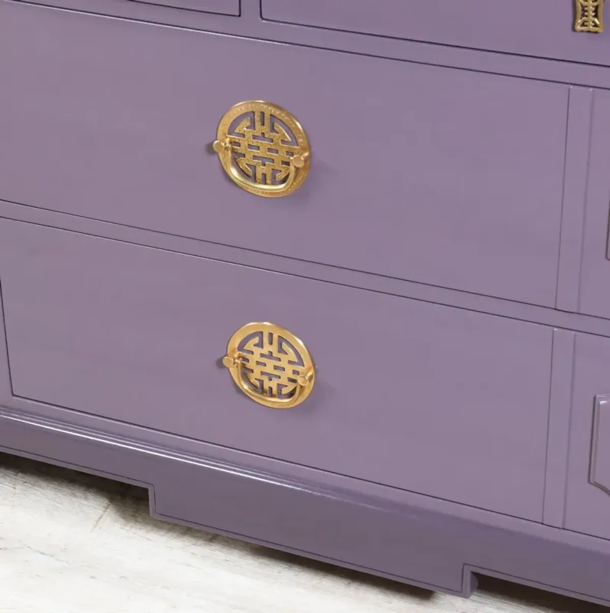 Two Tone Asian Inspired Credenza Refinished in BM Cabernet