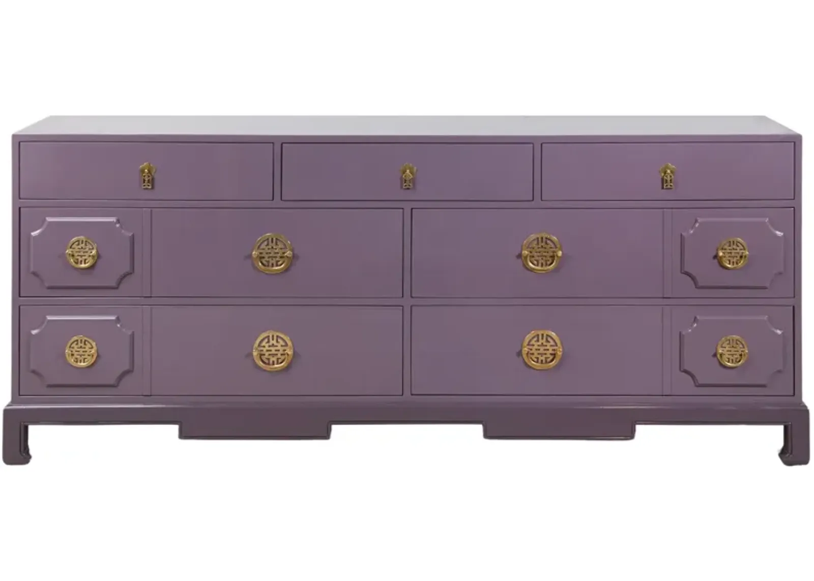 Two Tone Asian Inspired Credenza Refinished in BM Cabernet