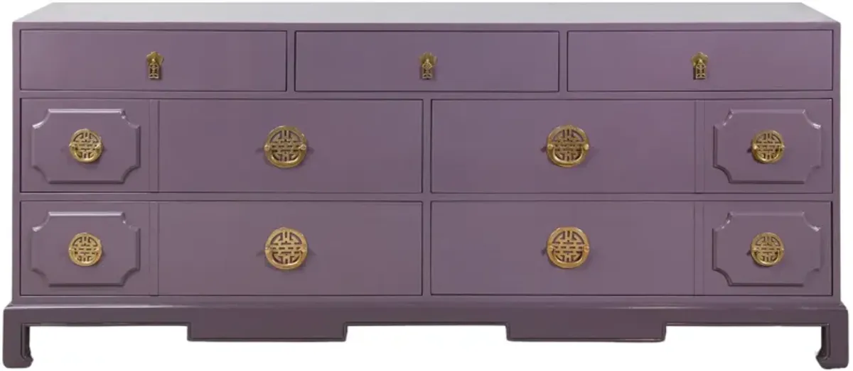 Two Tone Asian Inspired Credenza Refinished in BM Cabernet