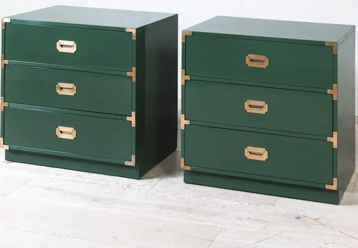 Pair of 3 Drawer Campaign Chests Freshly Lacquered in Martha's Vineyard