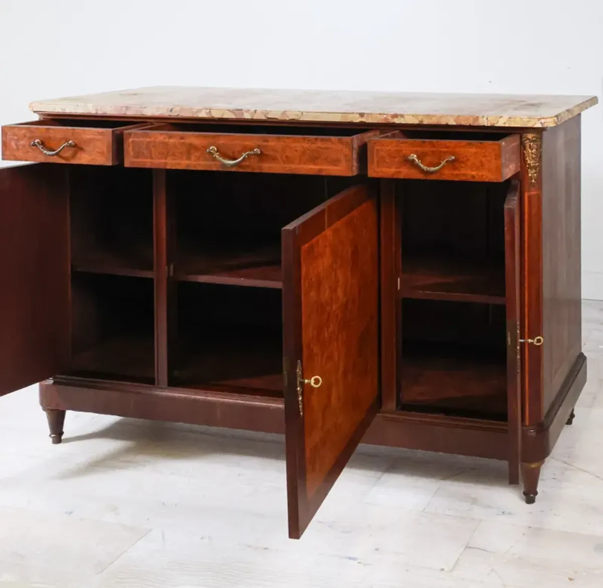 Louis XVI Style Marble Top Sideboard / Enfilade