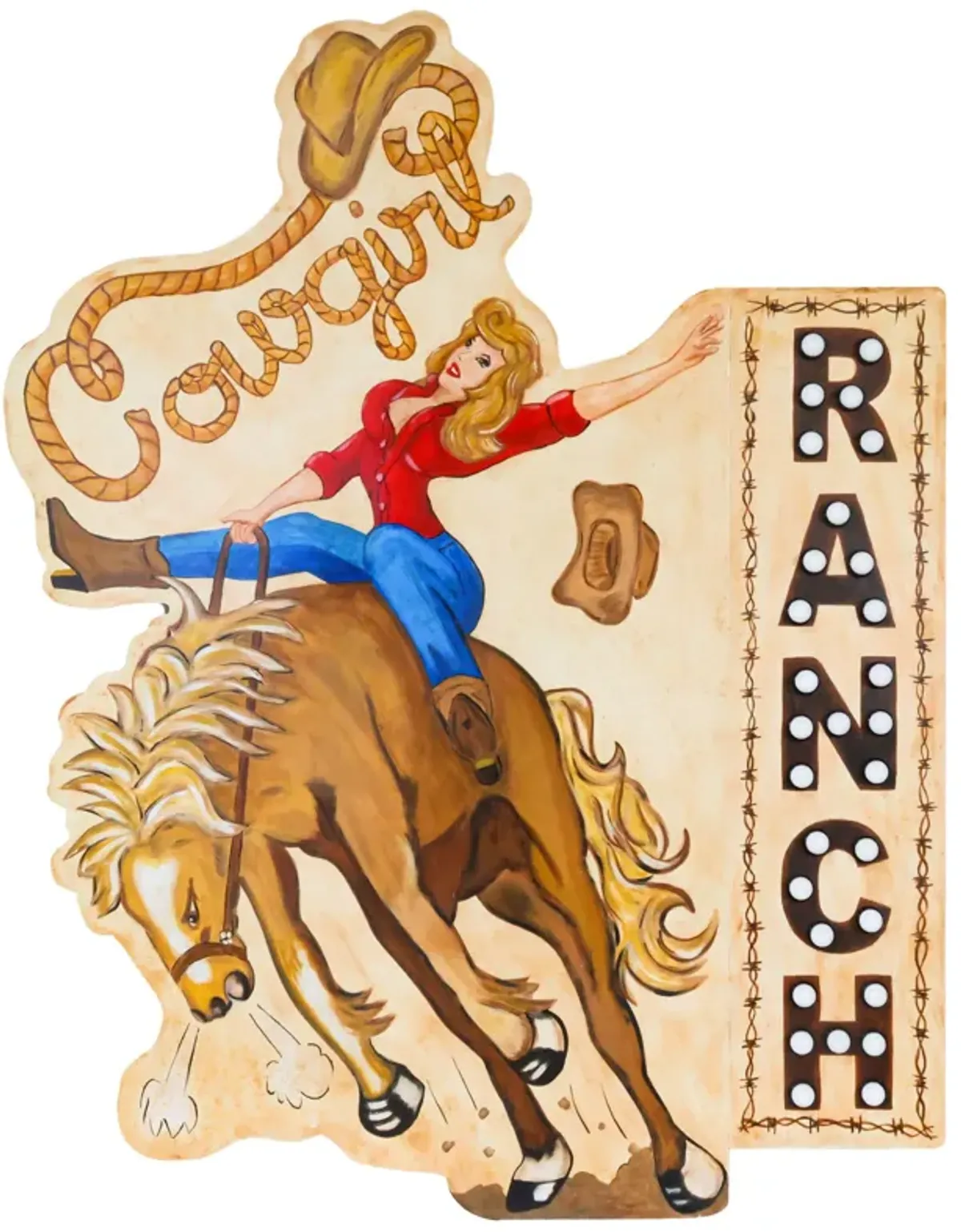 Cowgirl Ranch Light Up Sign