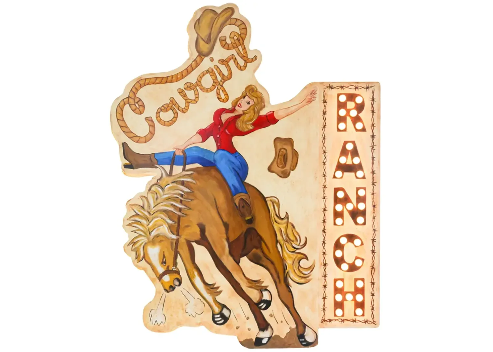 Cowgirl Ranch Light Up Sign