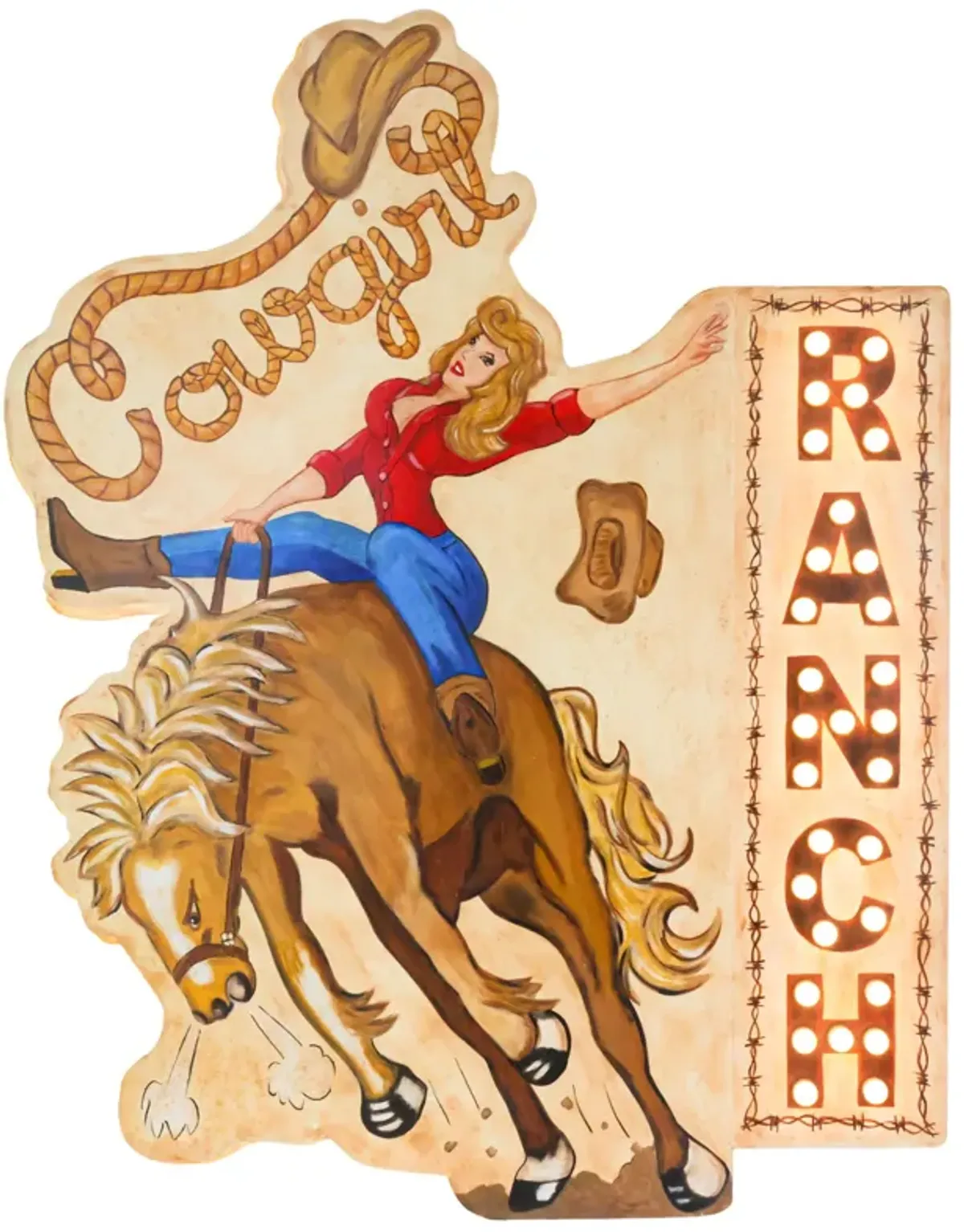 Cowgirl Ranch Light Up Sign