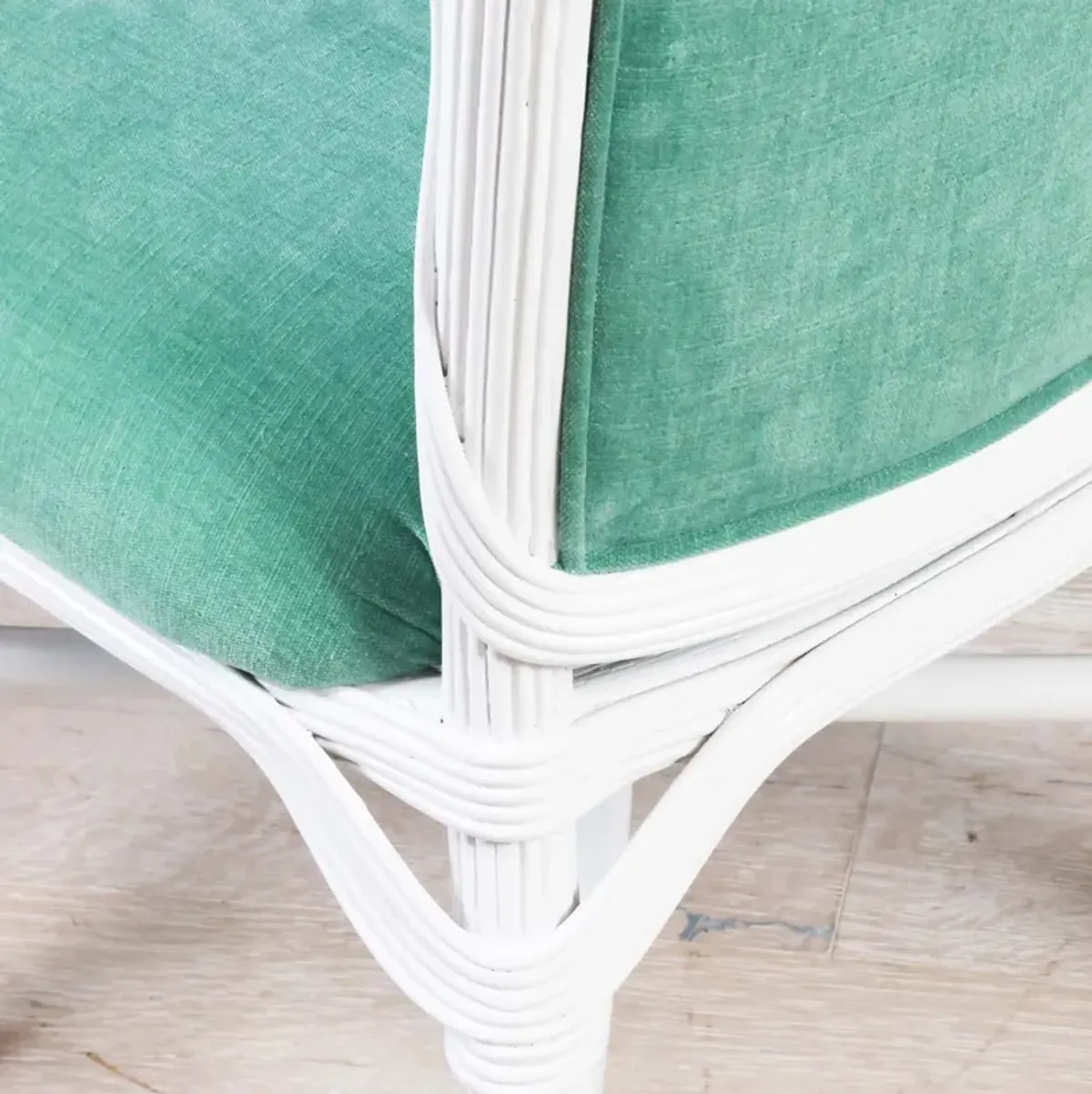 Refinished Set of 8 Dining Chairs in Spade Aqua Velvet