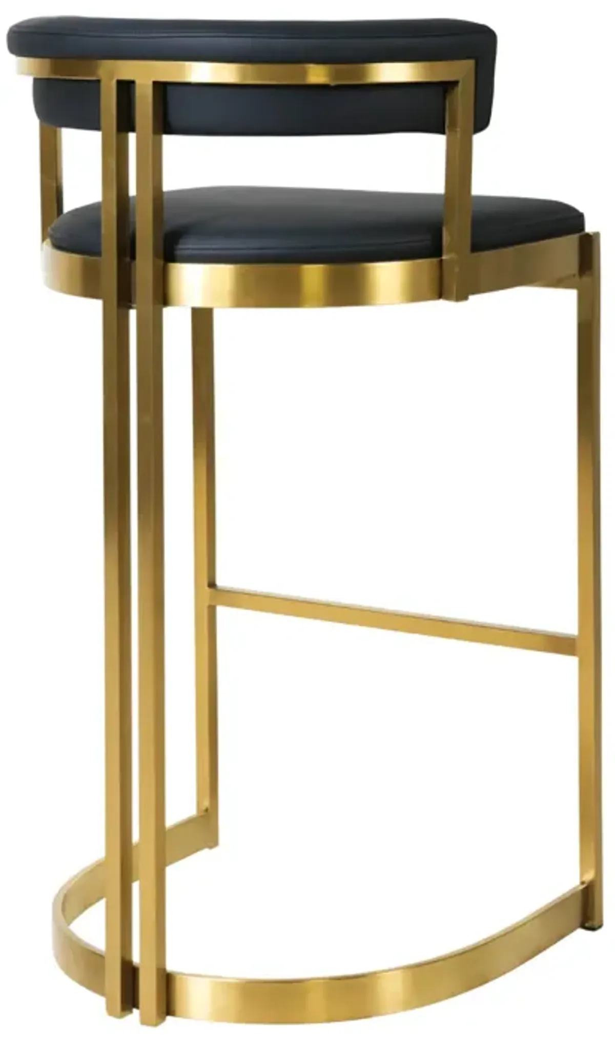 Ballantine Bar Stool in Black Leather Brass