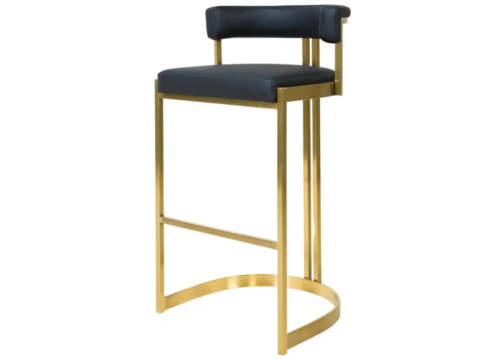 Ballantine Bar Stool in Black Leather Brass