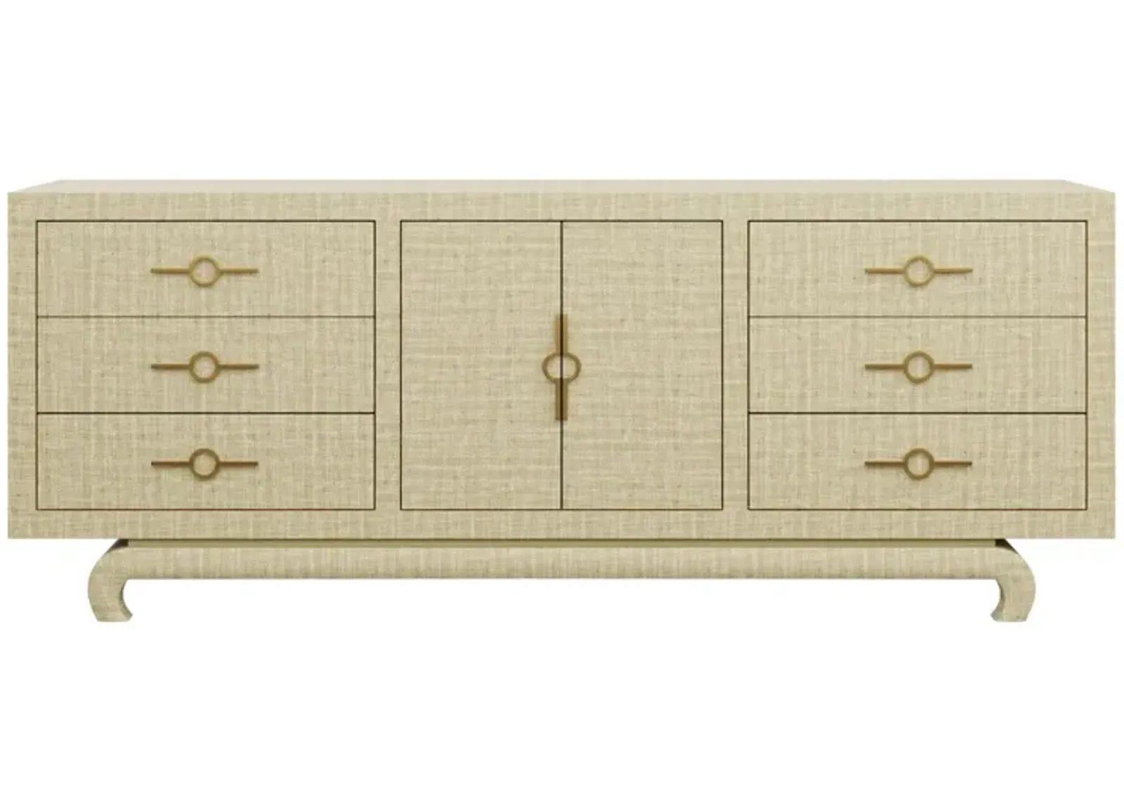 In Stock Toulouse Credenza 80" in Yves Raffia Grasscloth