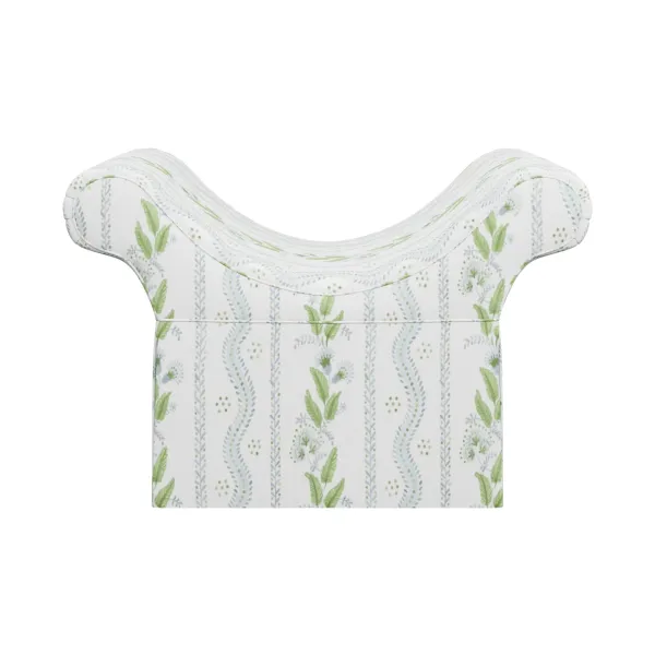 In Stock Benedict Bench in Climbing Vines Blue Green Fabric