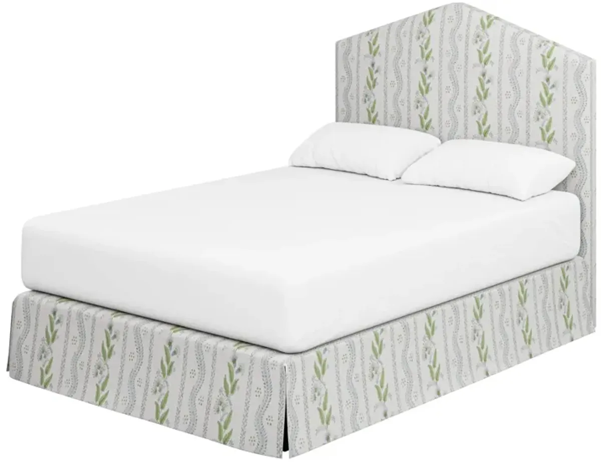 In Stock Boulder Queen Bed in Climbing Vines Fabric