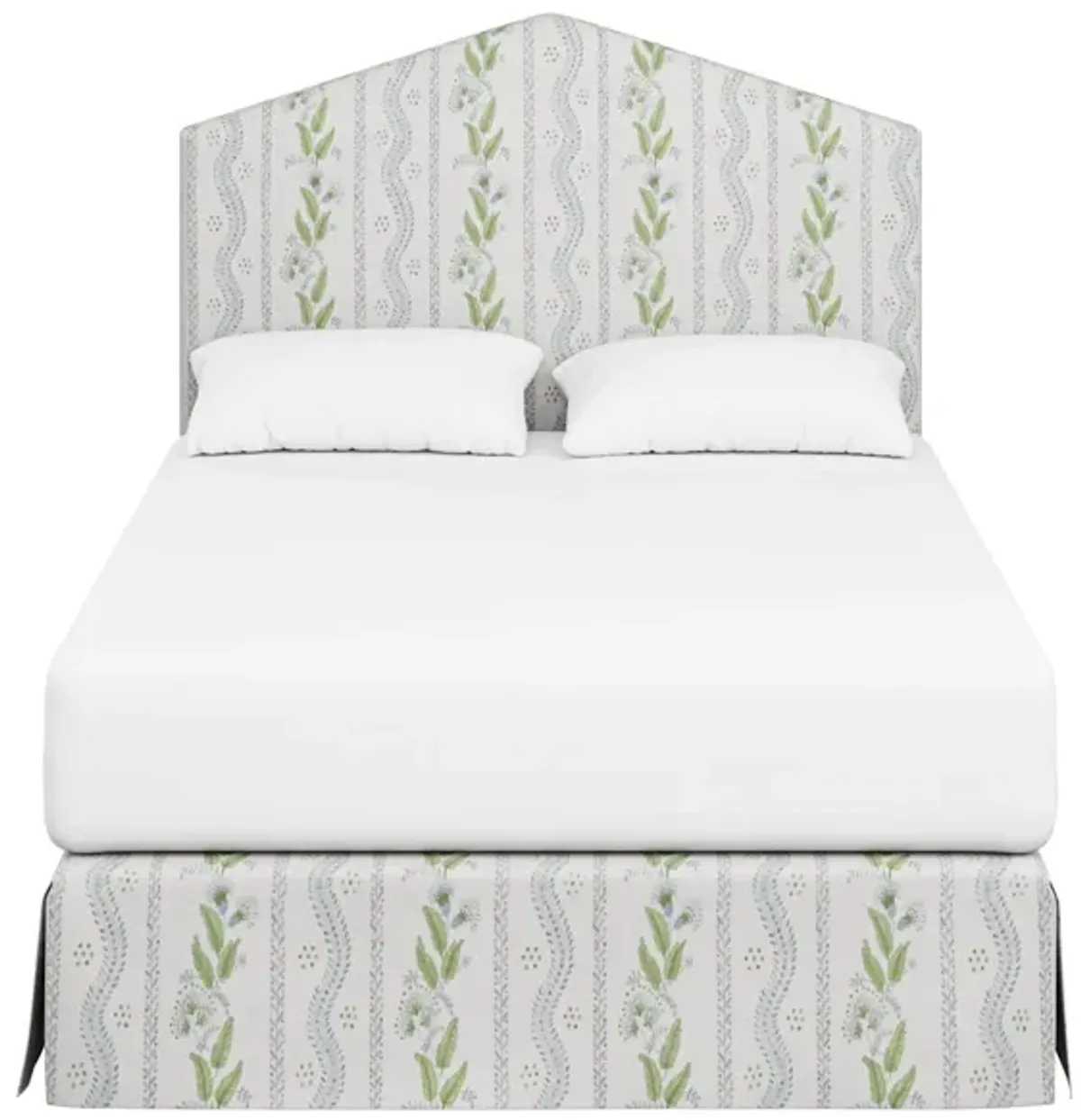 In Stock Boulder Queen Bed in Climbing Vines Fabric