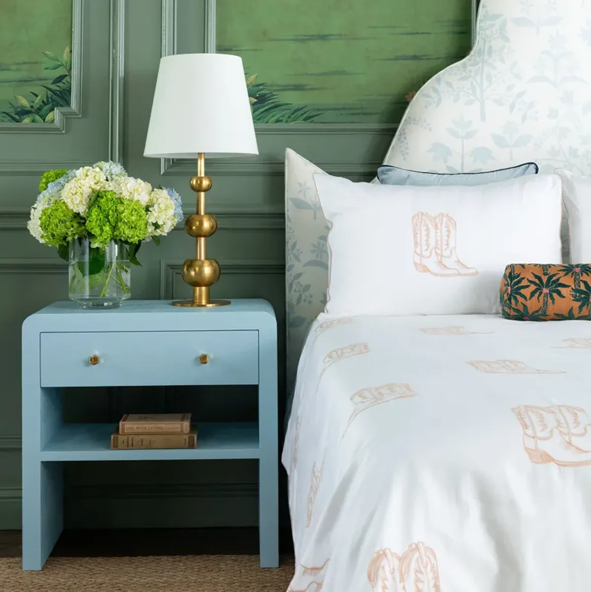 Cowboy Boot Duvet Cover in Pale Blush