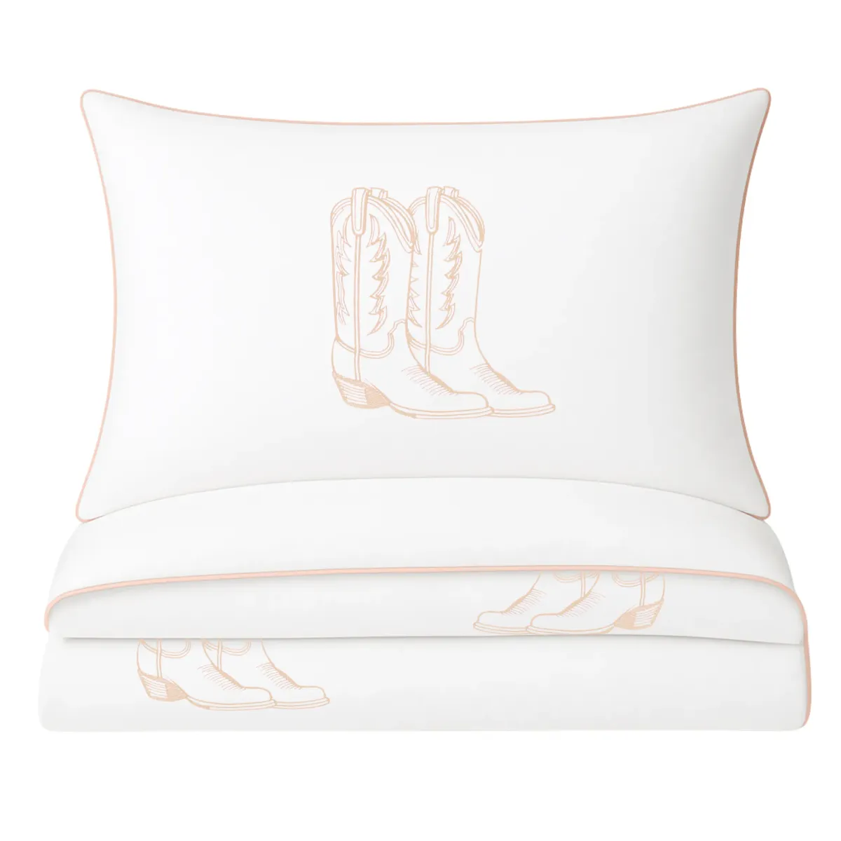 Cowboy Boot Duvet Cover in Pale Blush