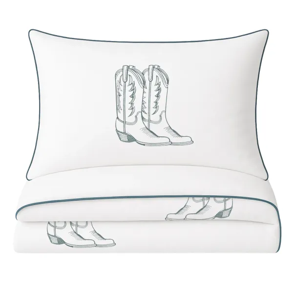 Cowboy Boot Duvet Cover in Lagoon
