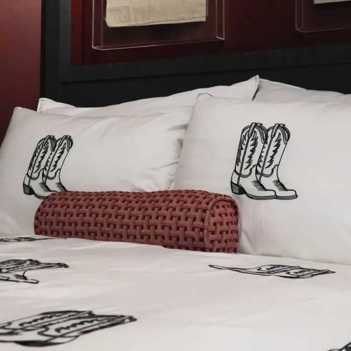Cowboy Boot Duvet Cover in Black