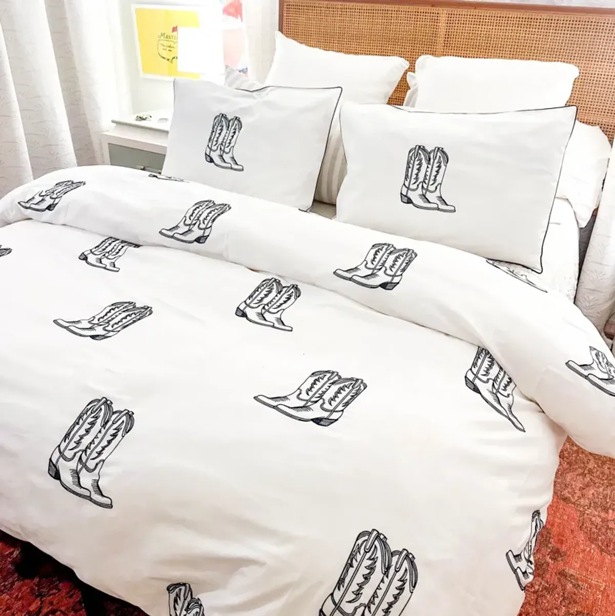 Cowboy Boot Duvet Cover in Black