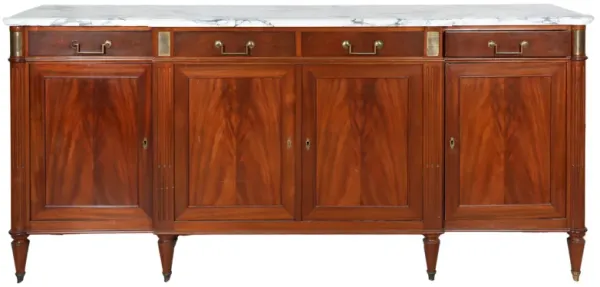 Louis XVI Style White Marble Top Sideboard c.1930's