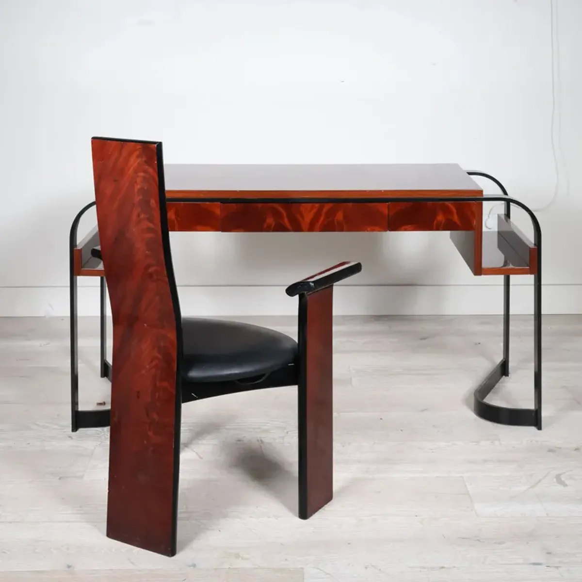 Italian Polished Mahogany Writing Desk & Chair in the style of Eugene Printz