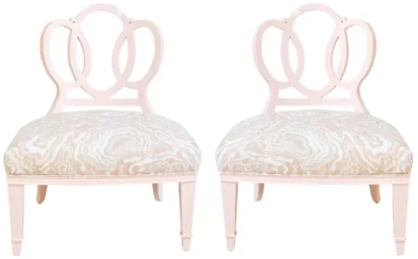 Pair of Looped Occasional Chairs in Antique Coral
