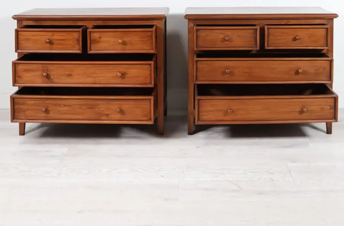 French Pair of Oak Five Drawer Chests / Bedsides