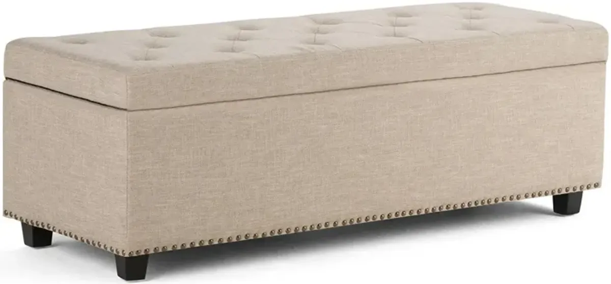 Hamilton Storage Ottoman in Linen