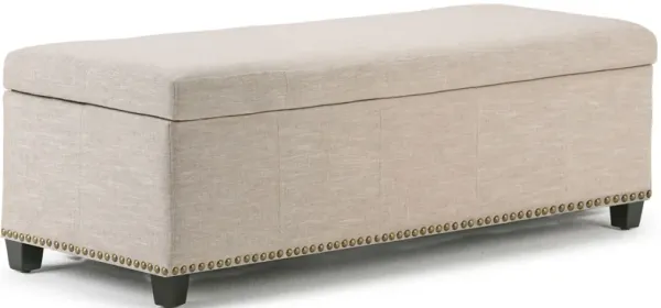 Kingsley Large Storage Ottoman in Linen