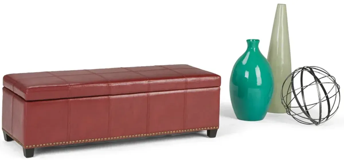 Kingsley Large Storage Ottoman in Radicchio Red
