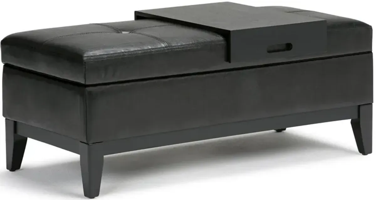 Oregon Storage Ottoman Bench with Tray in Vegan Leather