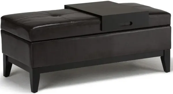 Oregon Storage Ottoman Bench with Tray in Vegan Leather
