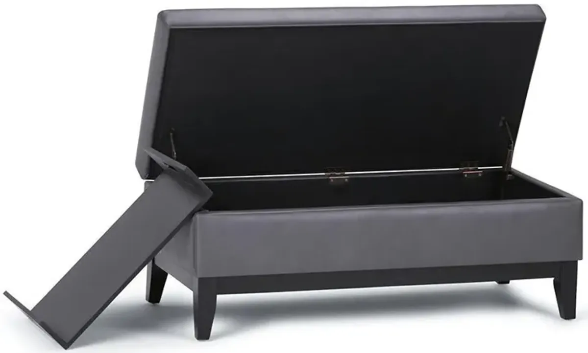 Oregon Storage Ottoman Bench with Tray in Vegan Leather