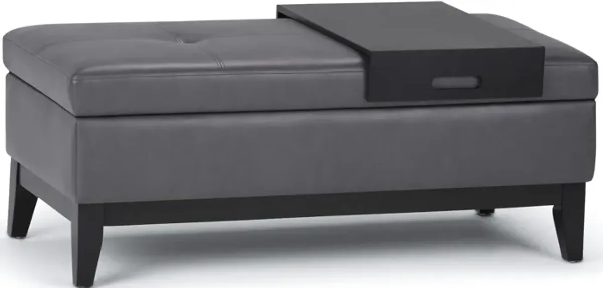 Oregon Storage Ottoman Bench with Tray in Vegan Leather