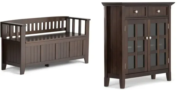 Acadian 48-inch Storage Bench and 36-inch Cabinet