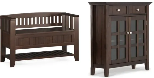 Acadian 48-inch Storage Bench with Shelf and 36-inch Cabinet