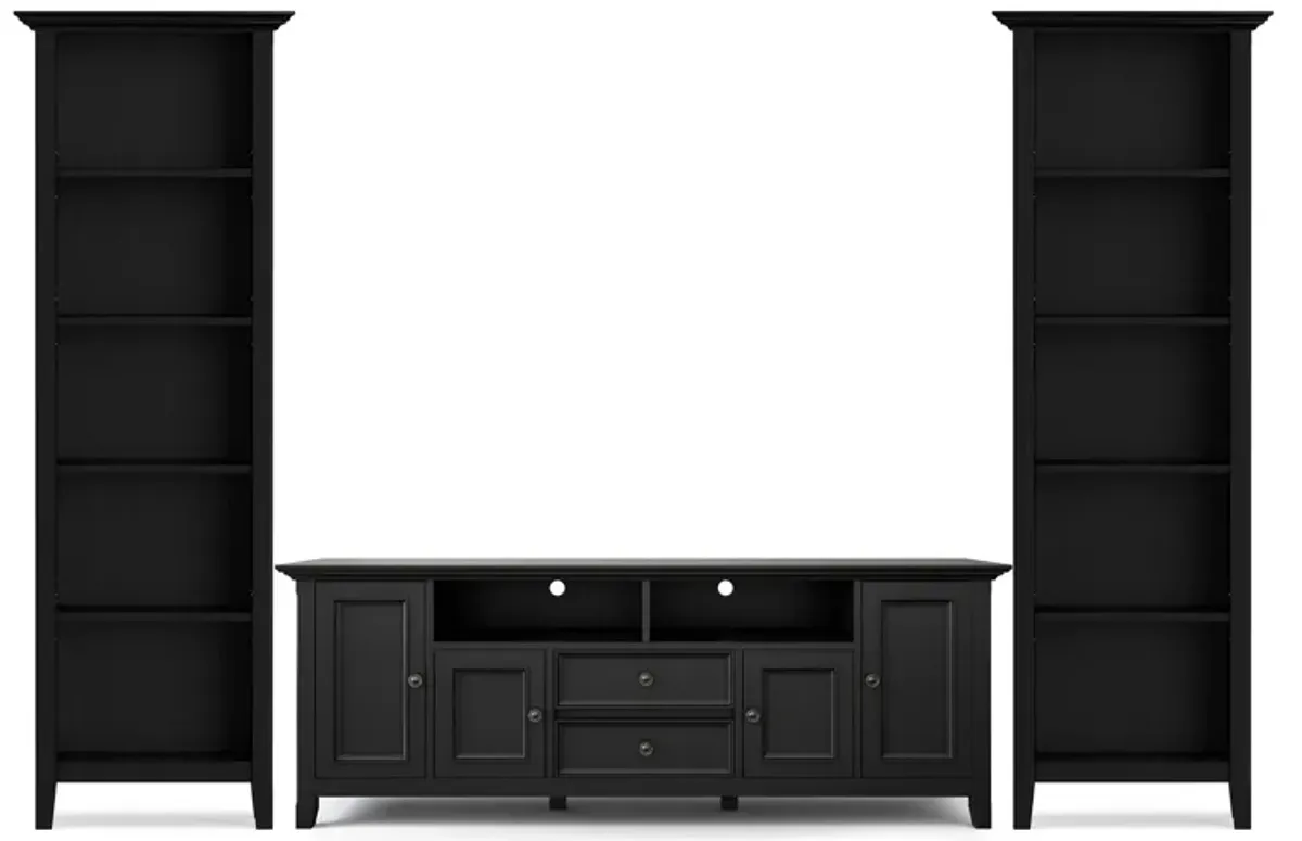 Amherst 72 inch TV Stand with 24 inch 5 Shelf Bookcases (Set of 3)