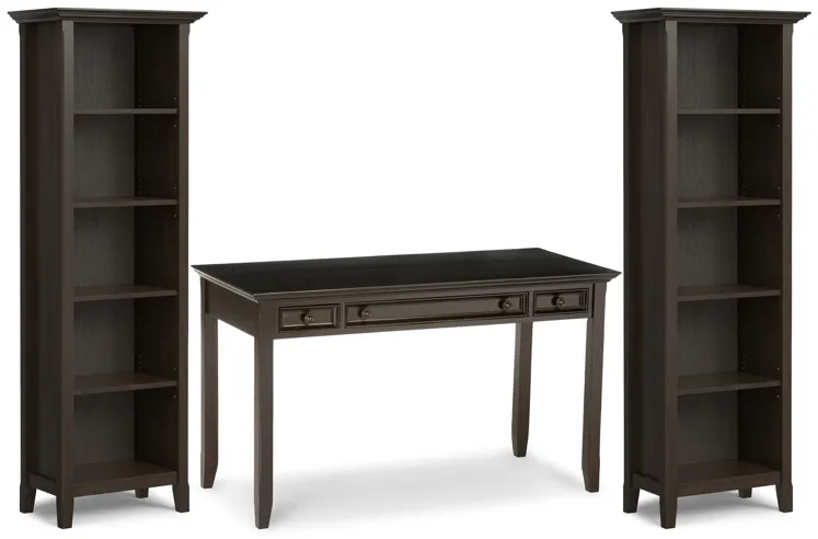 Amherst Solid Wood 54 inch Desk with 24 inch Bookcases (Set of 3)