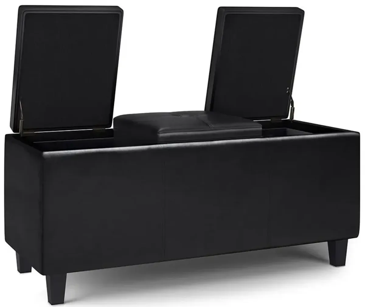 Avalon Ottoman with lift up lids in Vegan Leather