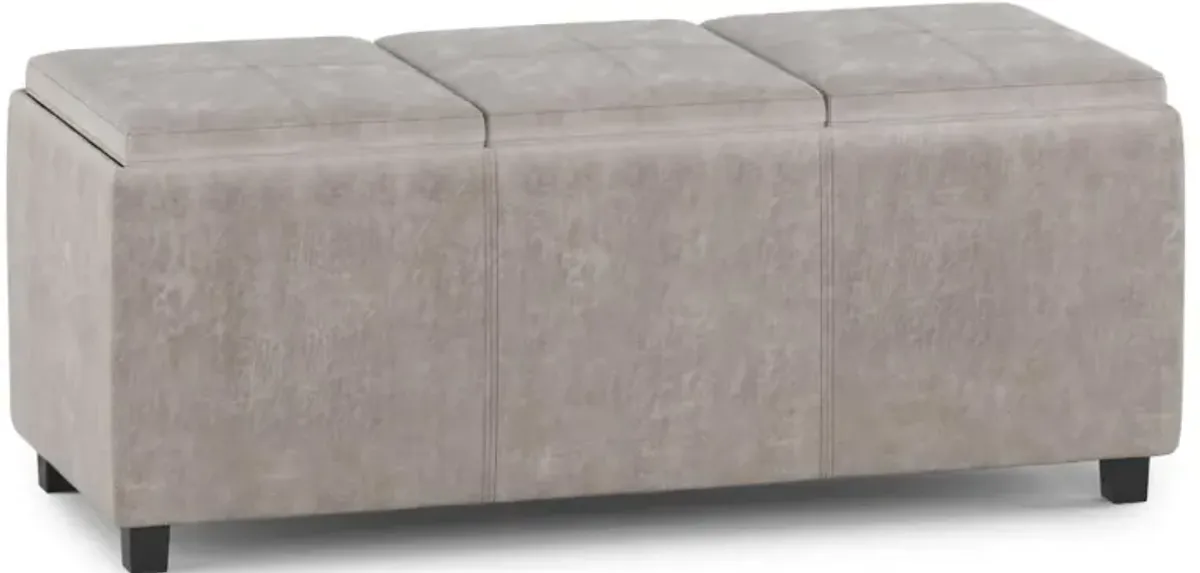 Avalon 3 Trays Ottoman in Distressed Vegan Leather