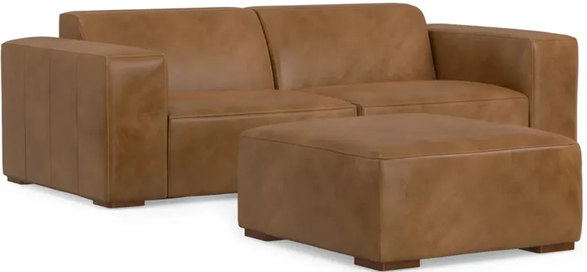 Rex 2 Seater Sofa and Ottoman in Genuine Leather