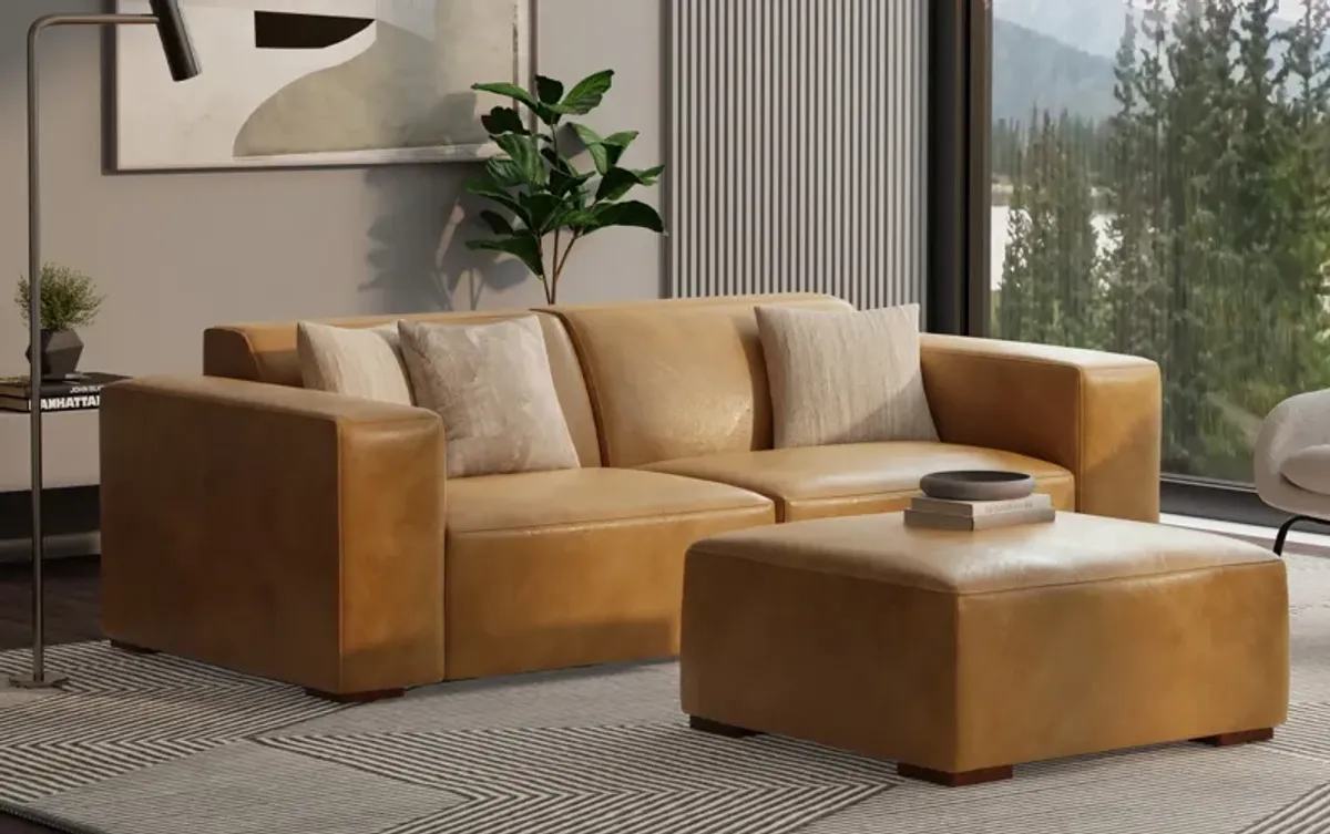 Rex 2 Seater Sofa and Ottoman in Genuine Leather