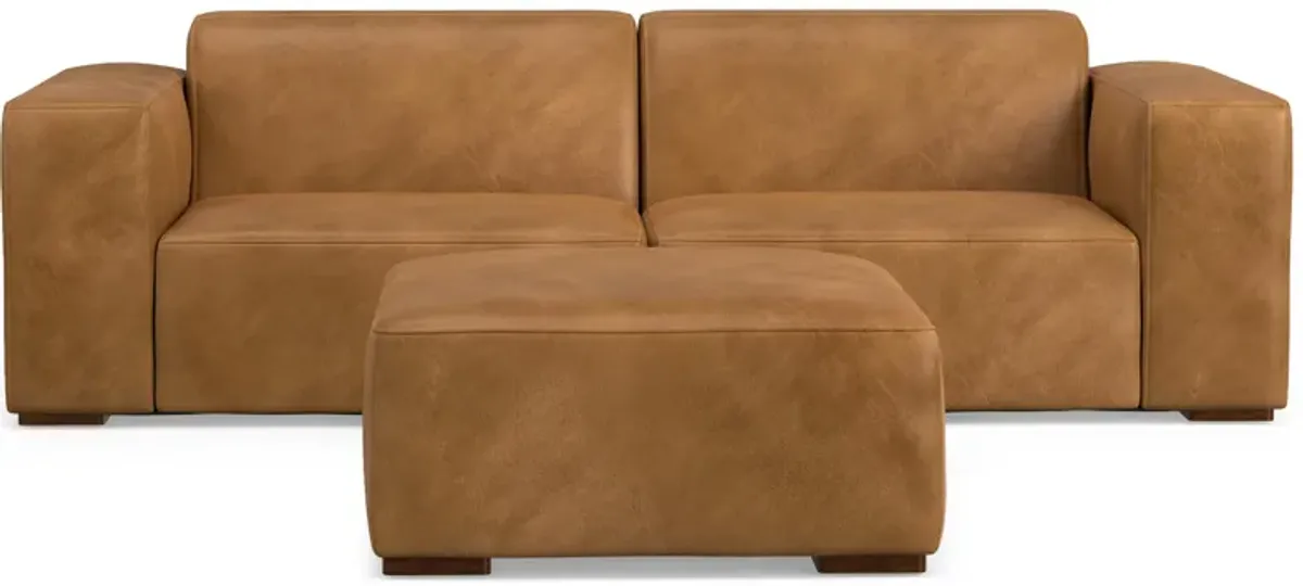 Rex 2 Seater Sofa and Ottoman in Genuine Leather