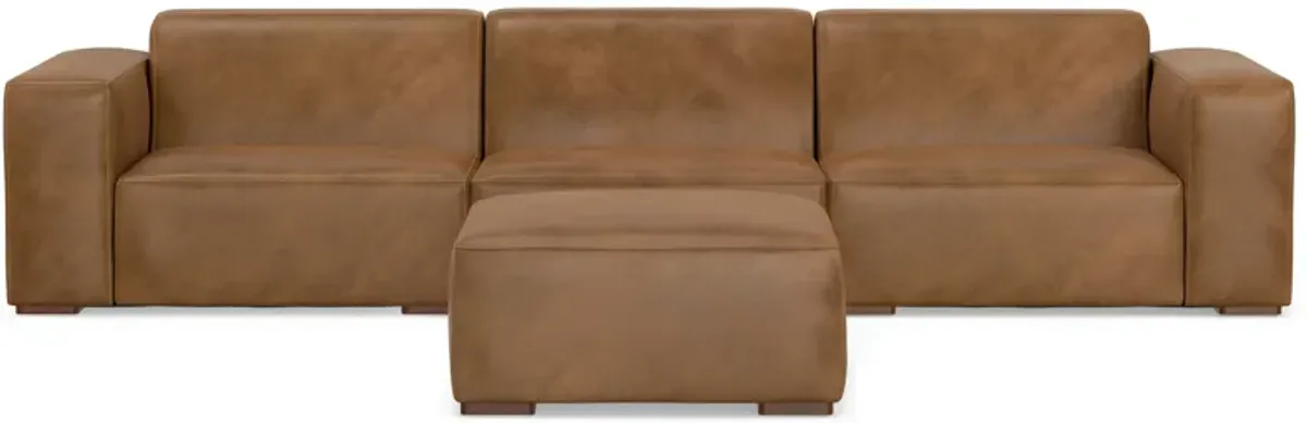 Rex 3 Seater Sofa and Ottoman in Genuine Leather
