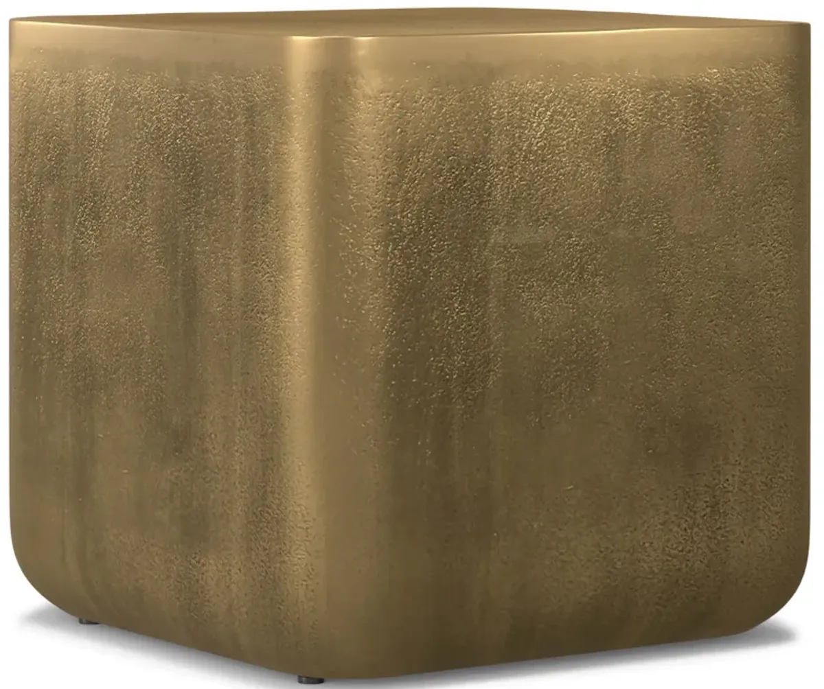 Bassett Cast Aluminum Side Table in Antique Brass