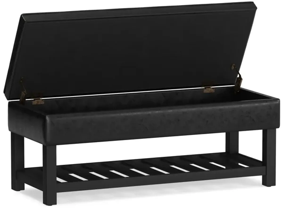 Cosmopolitan Ottoman Bench in Distressed Vegan Leather