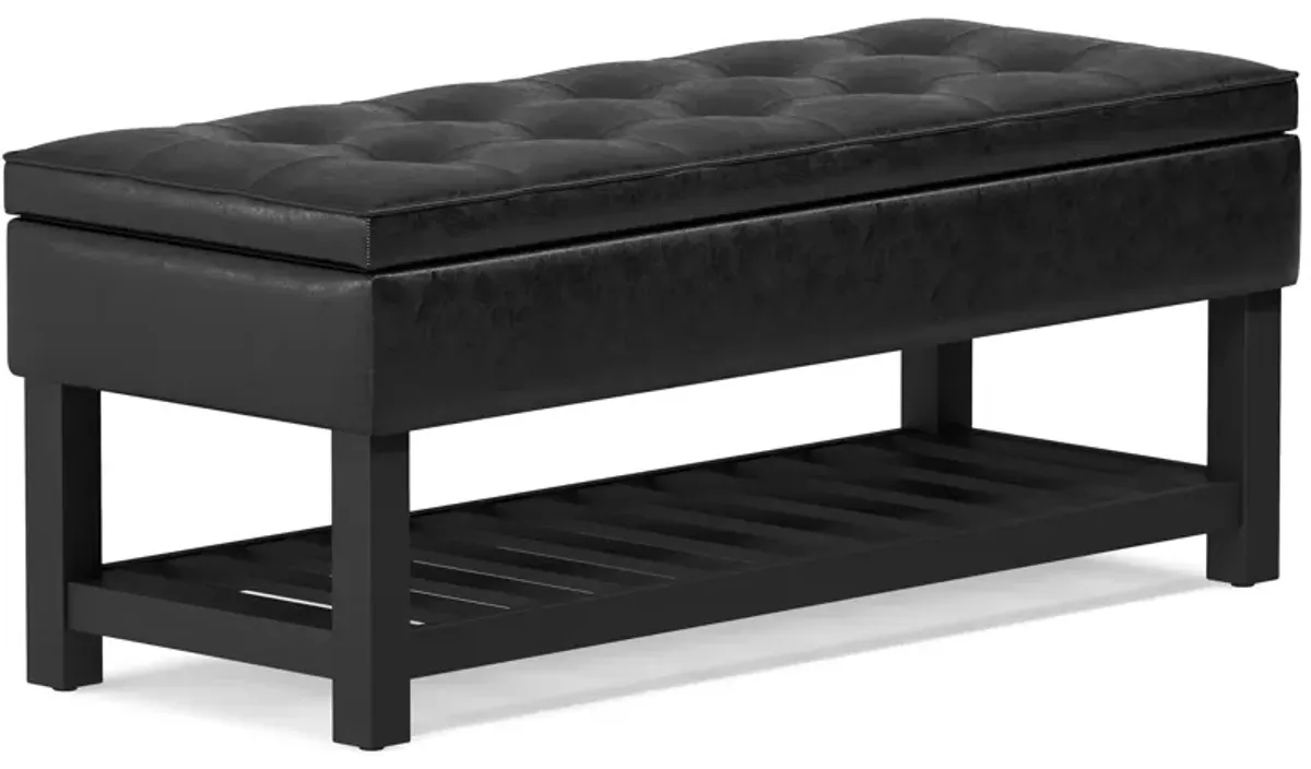 Cosmopolitan Ottoman Bench in Distressed Vegan Leather