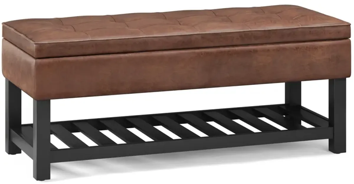 Cosmopolitan Ottoman Bench in Distressed Vegan Leather