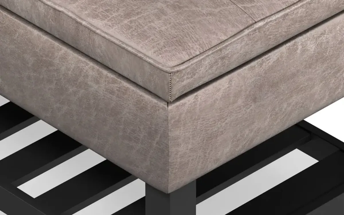 Cosmopolitan Ottoman Bench in Distressed Vegan Leather