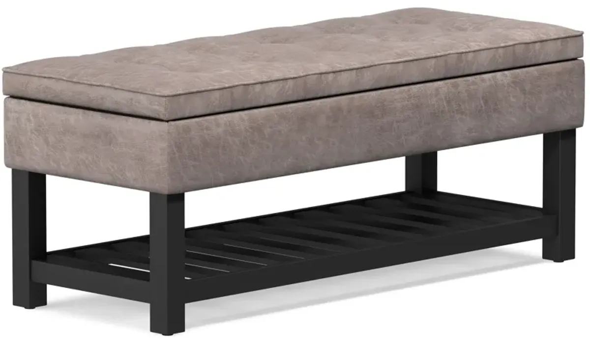Cosmopolitan Ottoman Bench in Distressed Vegan Leather