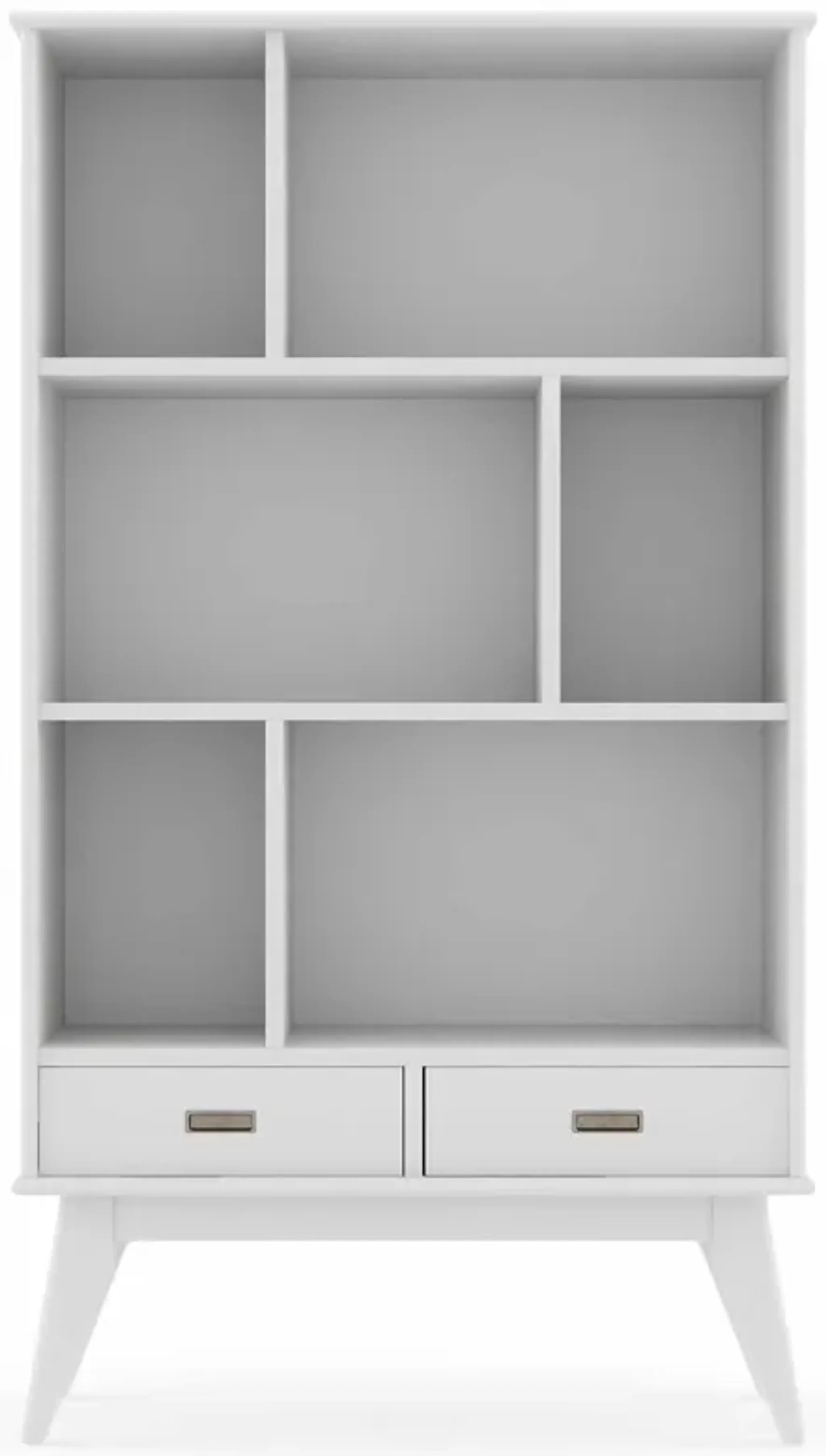 Draper Wide Bookcase In White Simpli Home | Furniture.com