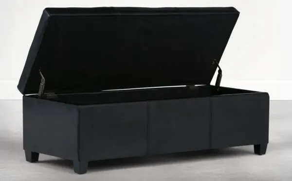 Avalon Storage Ottoman Bench in Carbon Black