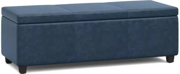 Avalon Storage Ottoman in Distressed Vegan Leather